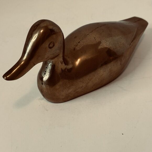 VTG Solid Brass Duck Decoy Pair 9" x 4" Figurine Bookend Paperweight Bird - Picture 13 of 16
